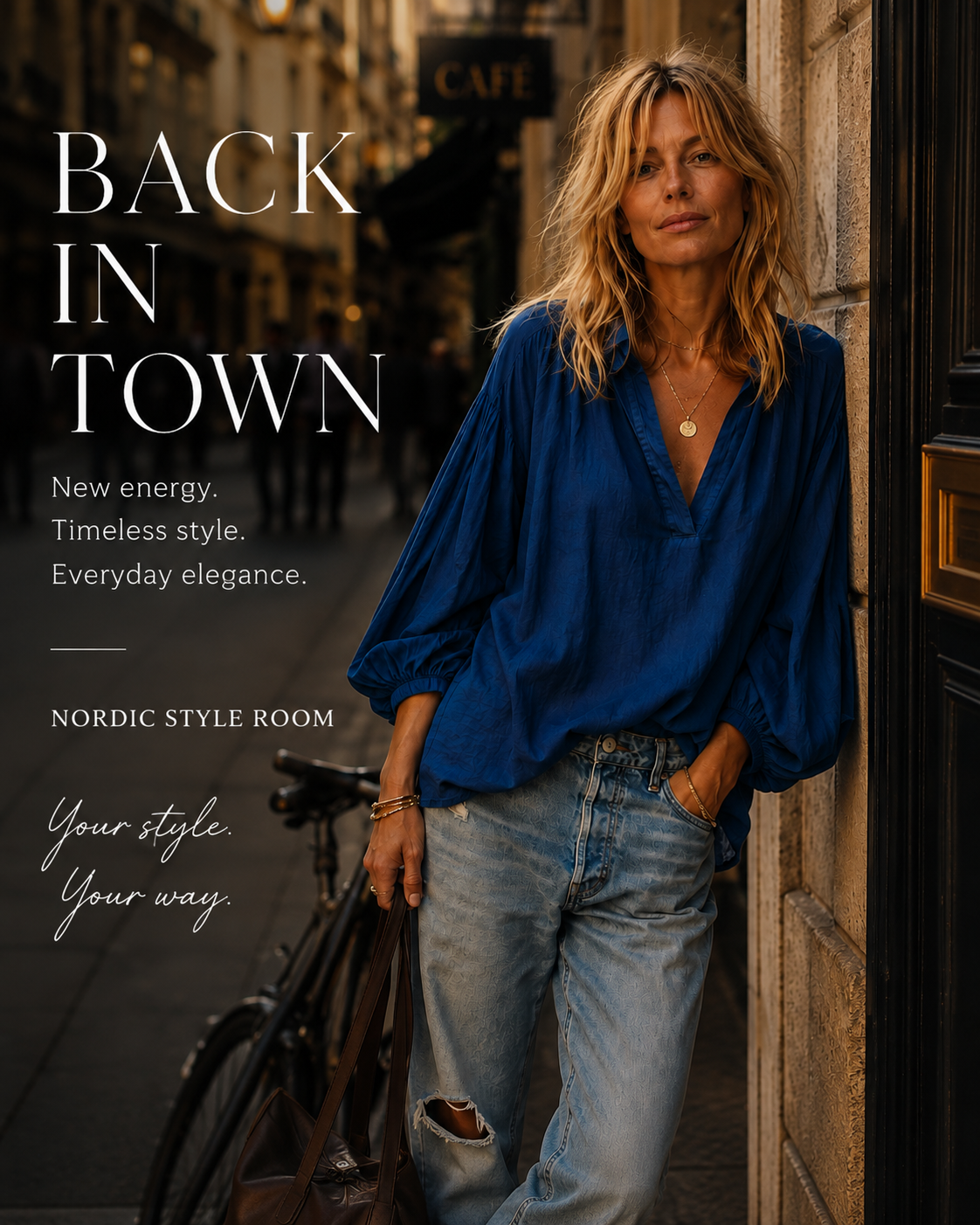 Luna Cotton Blouse – Navy