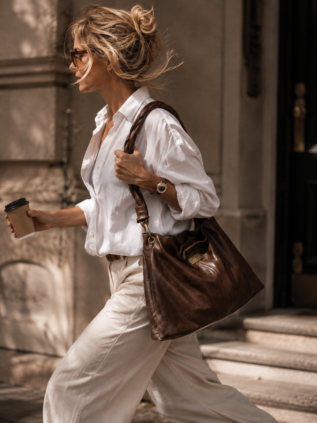 Lise Shoulder Bag, Dark Brown