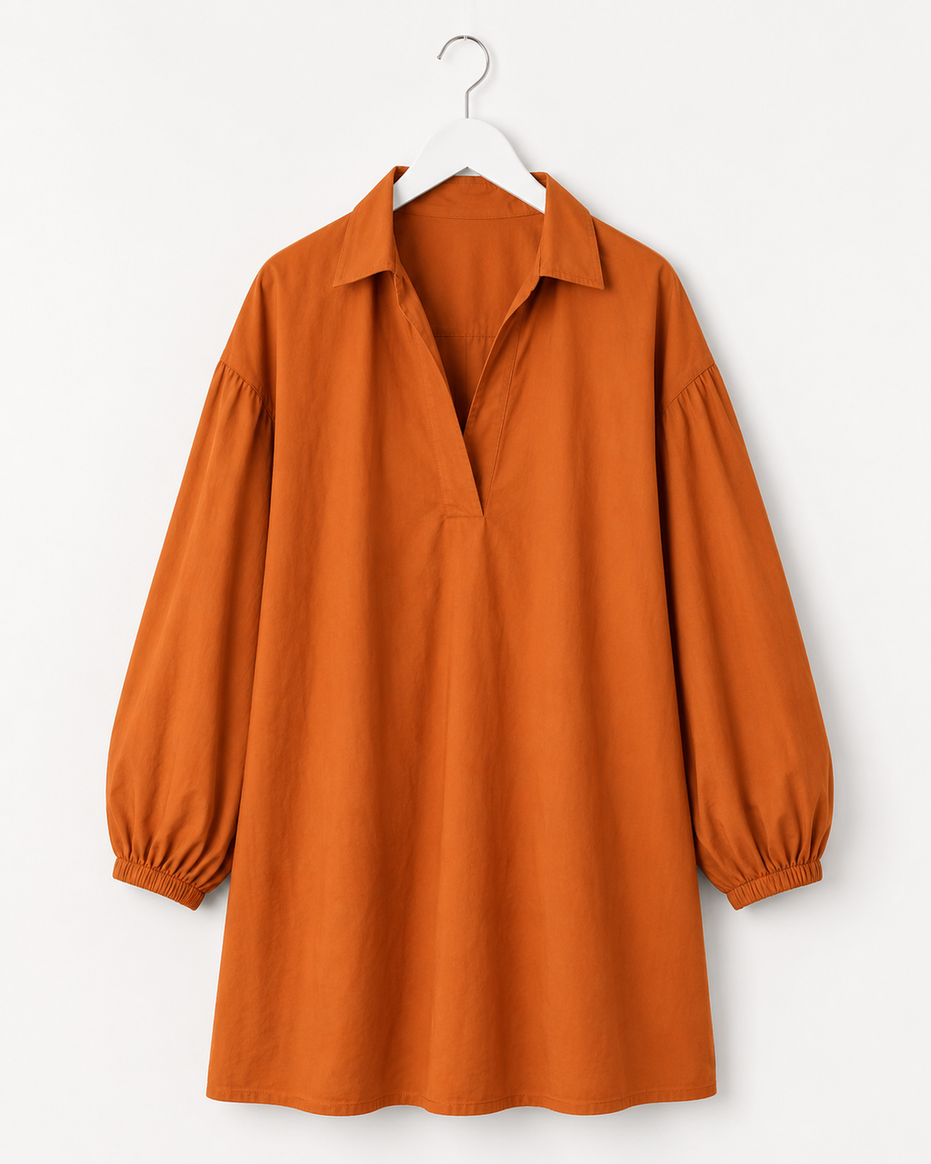 Skjortklänning / tunika i 100% bomull – Burnt orange