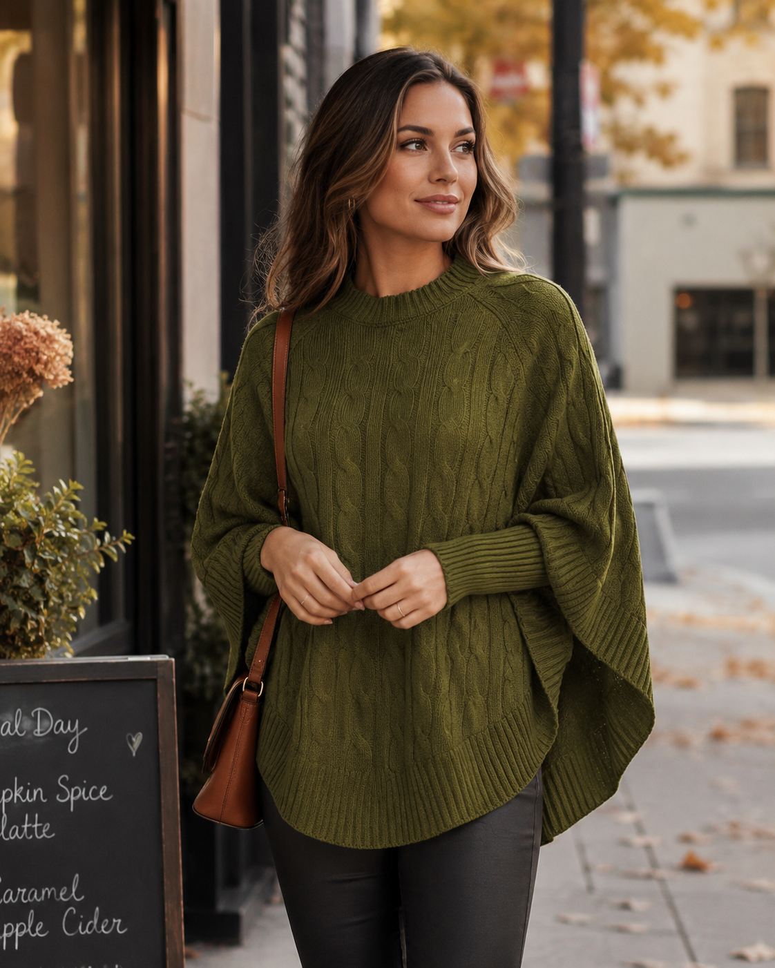 Poncho tröja Eliza – Green