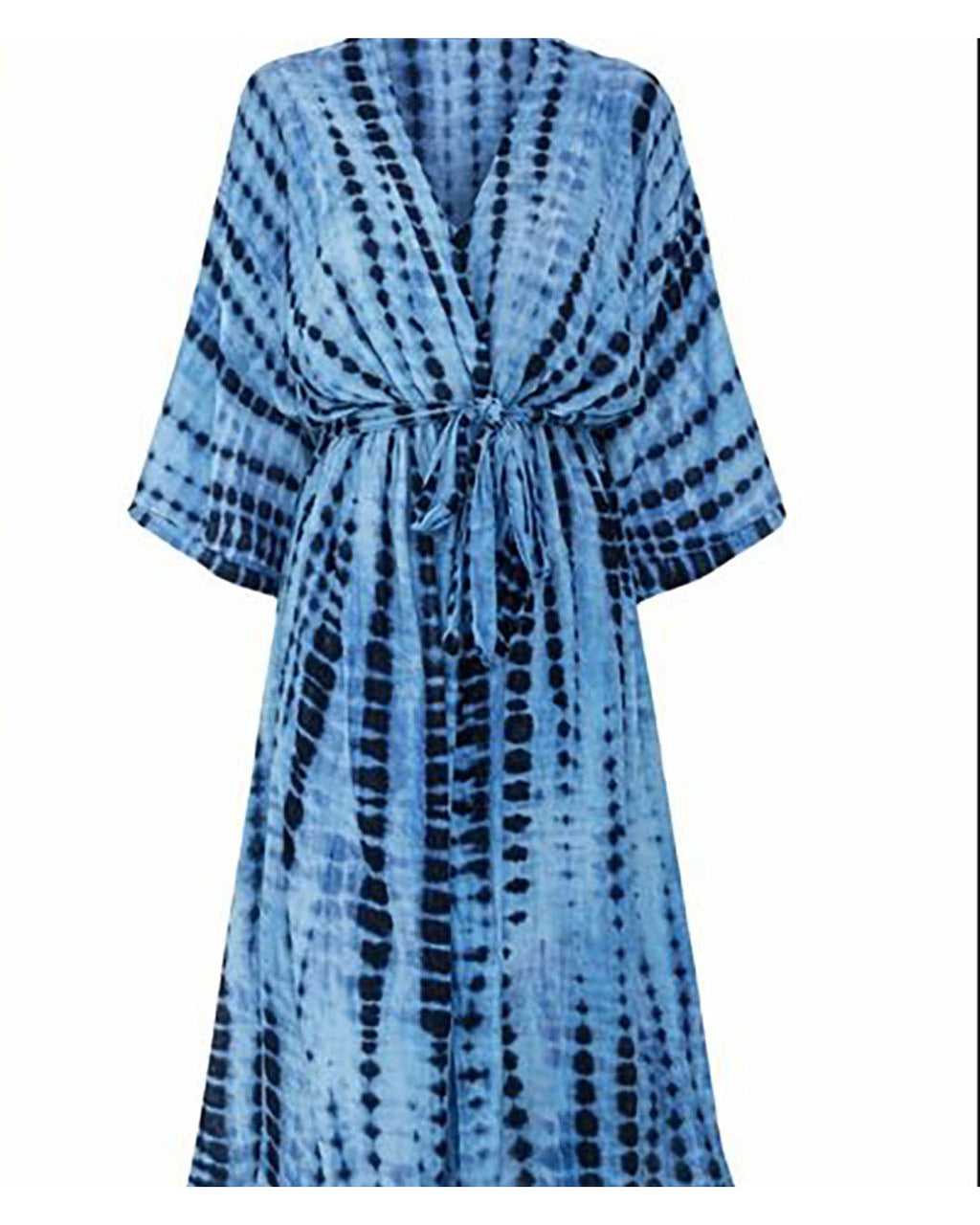 Kimono i viskos – Blå Tie-Dye (One Size)