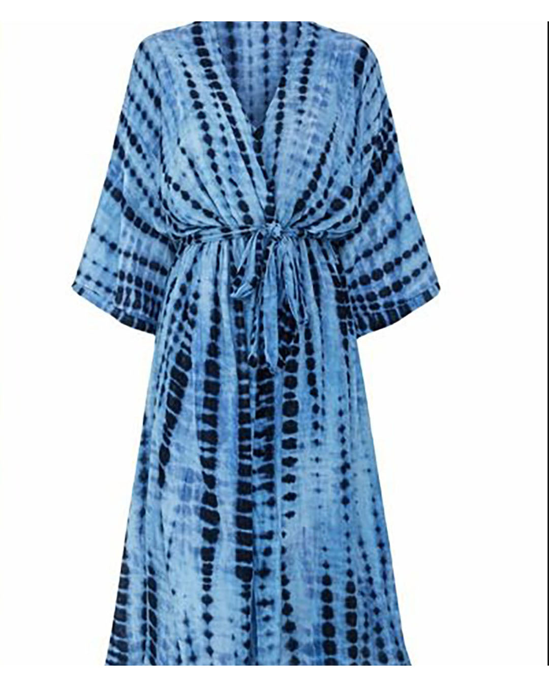 Kimono i viskos – Blå Tie-Dye (One Size)