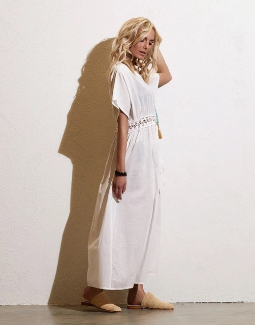 🤍 Boho Romance Kimono – Vit