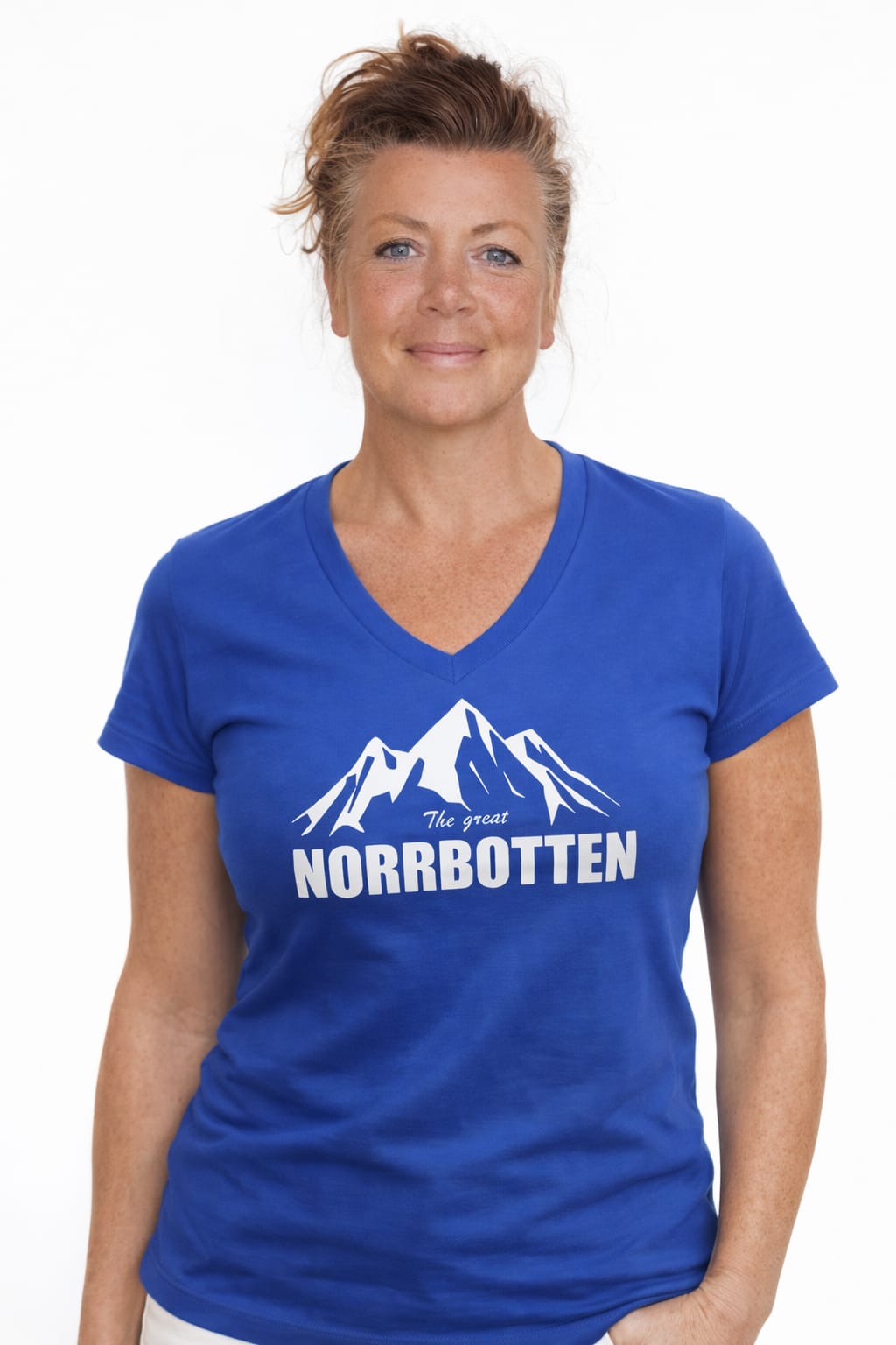 The Great Norrbotten – Blå V-ringad T-shirt (Dam)