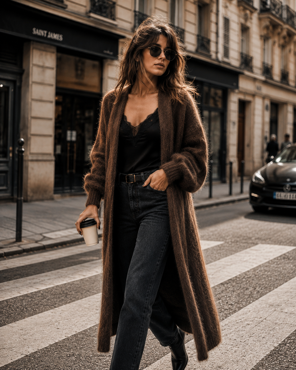 Charlotte Mohairkofta – Chokladbrun