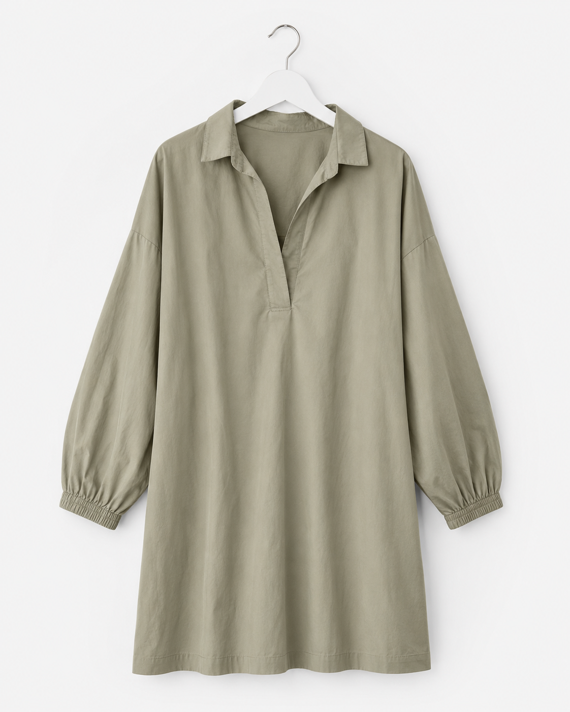 Skjortklänning / tunika i 100% bomull – Khaki