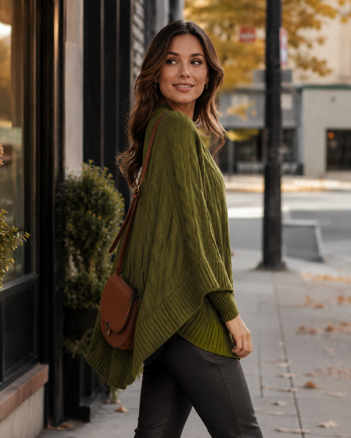 Poncho tröja Eliza – Green