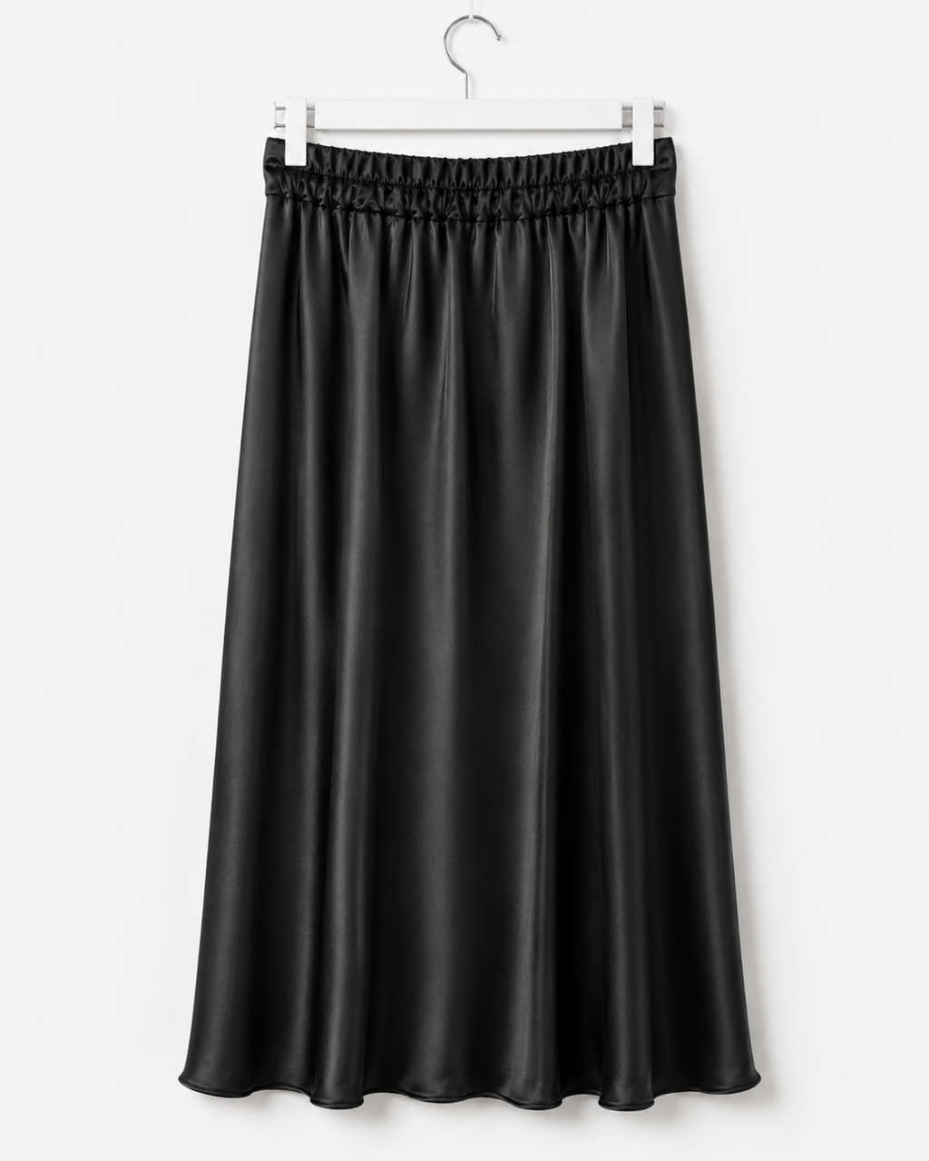 Elegant viskoskjol med siden – Svart
