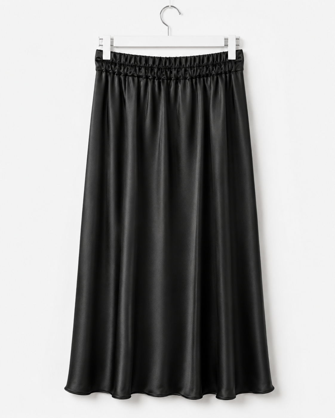 Elegant viskoskjol med siden – Svart