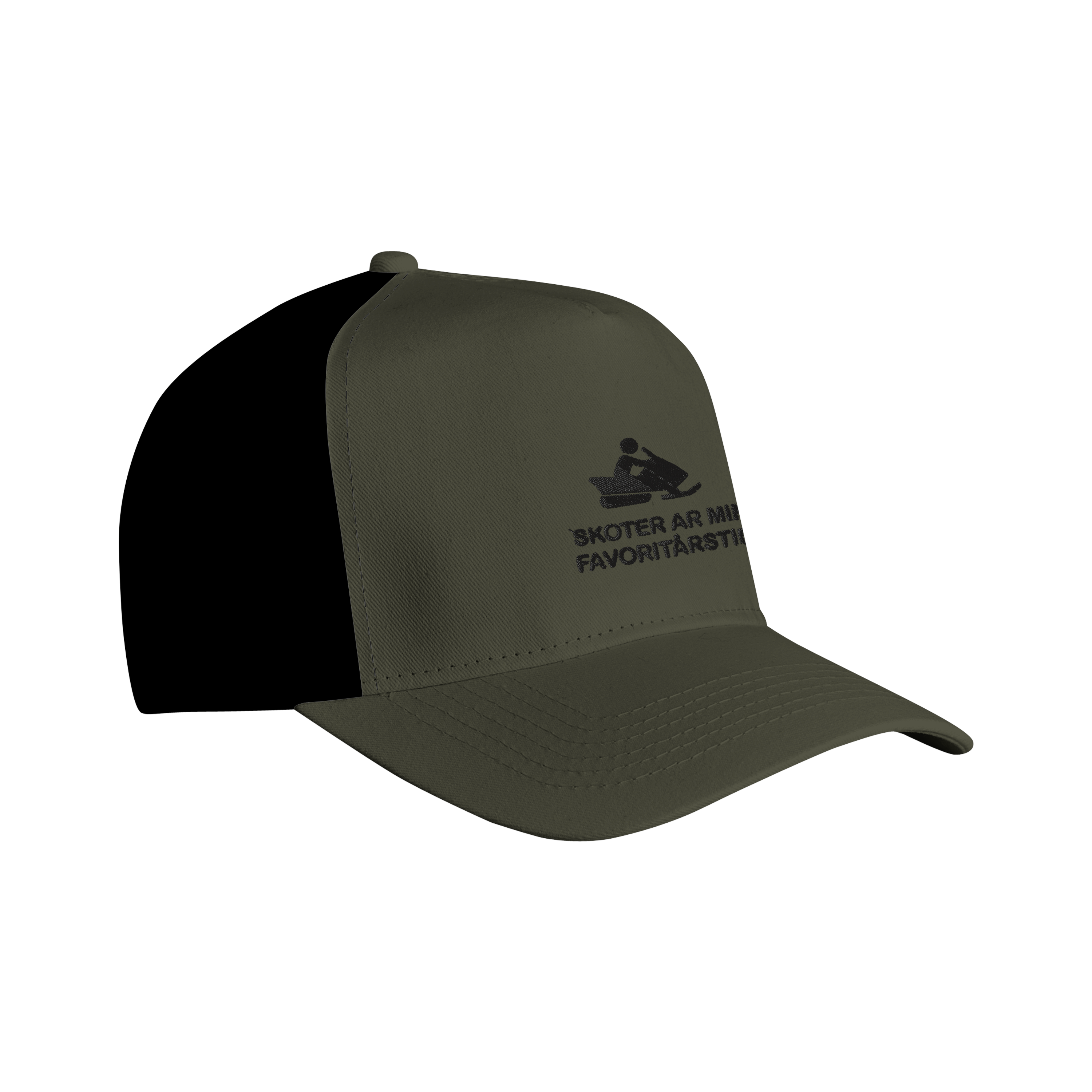 Snapback Trucker keps med brodyr Khaki/svart