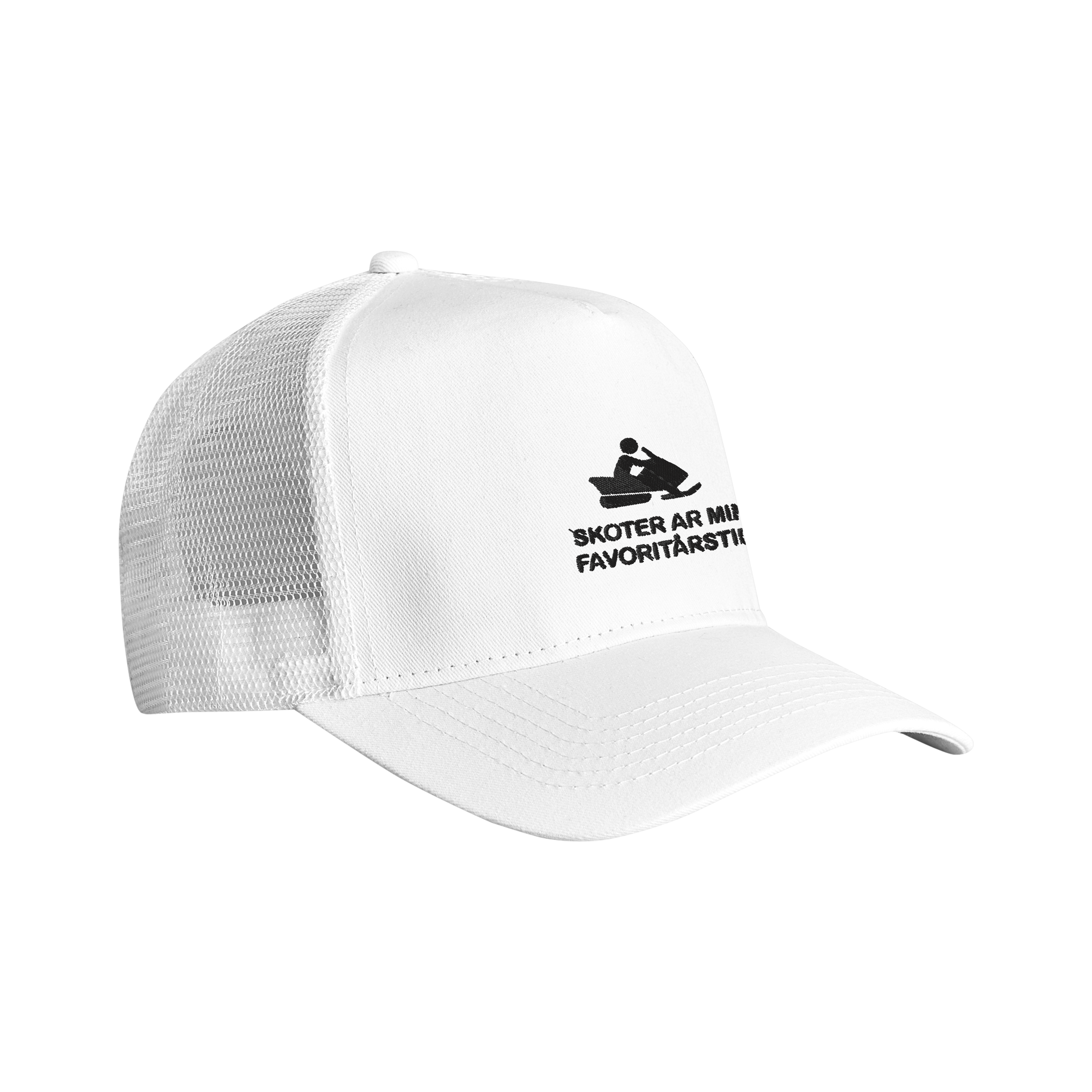 Snapback Trucker keps med brodyr vit